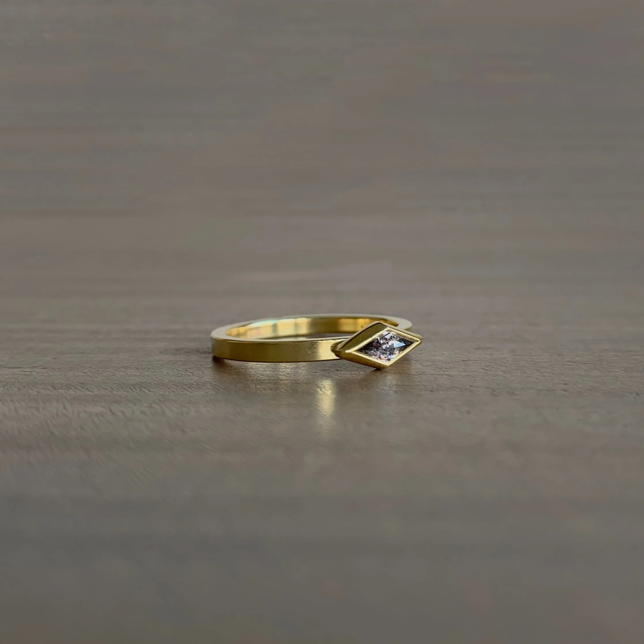 Grey Diamond Kite East-West Ring