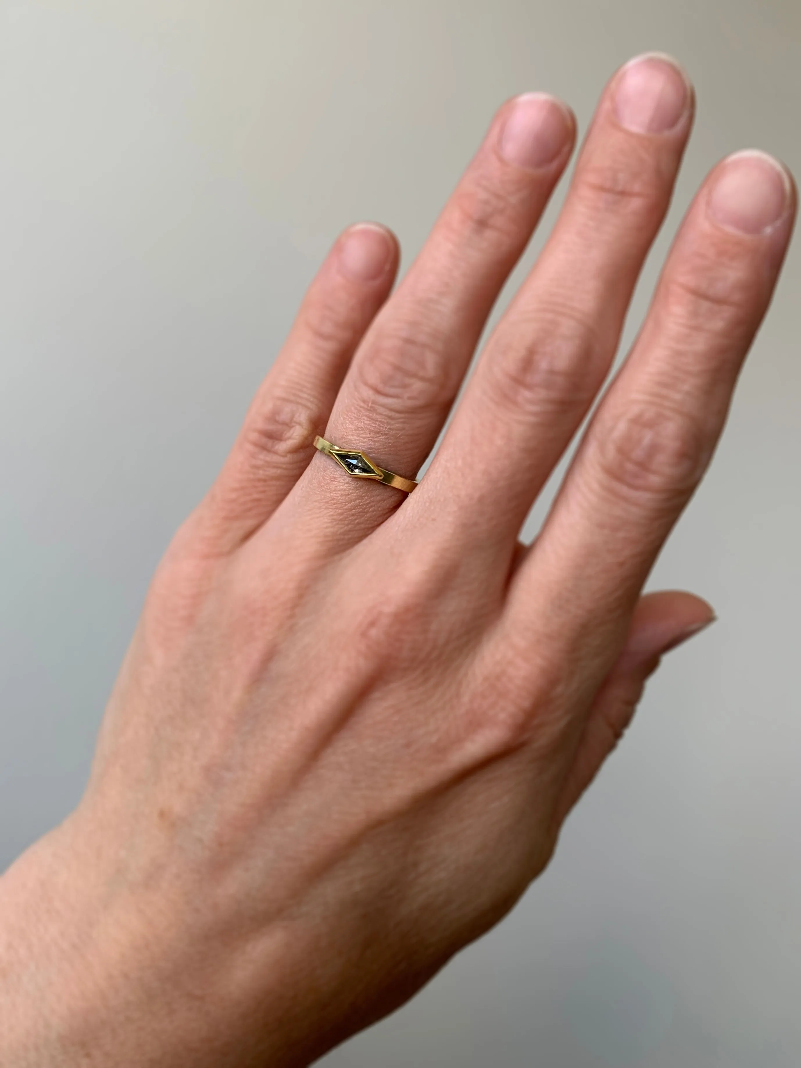 Grey Diamond Kite East-West Ring