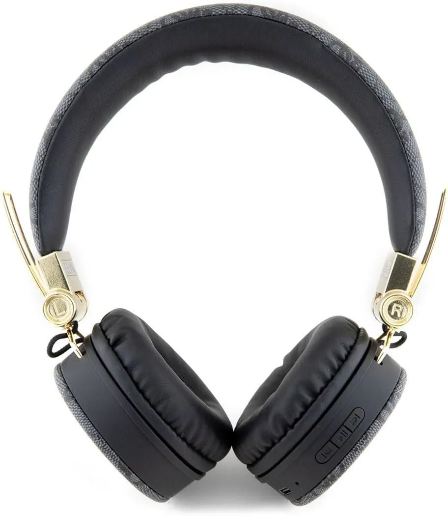 Guess Wireless Headphones 4G PU Leather with Metal Logo Black - GUBH704GEMK