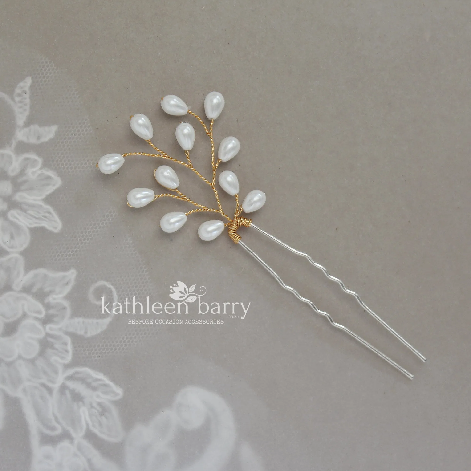 Libby hair pin simple pearl drops available in silver, gold and rose gold