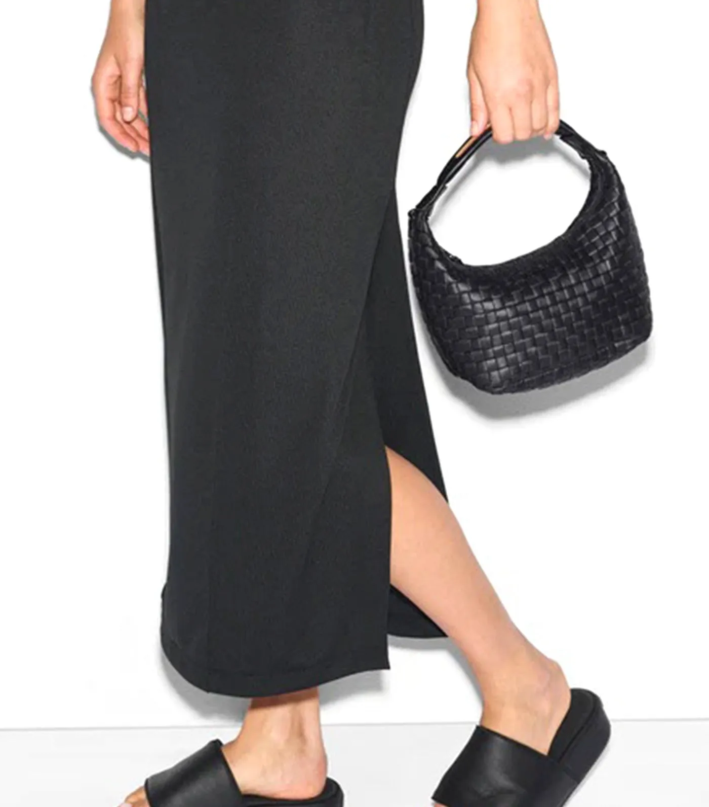 Mini Woven Hobo Black