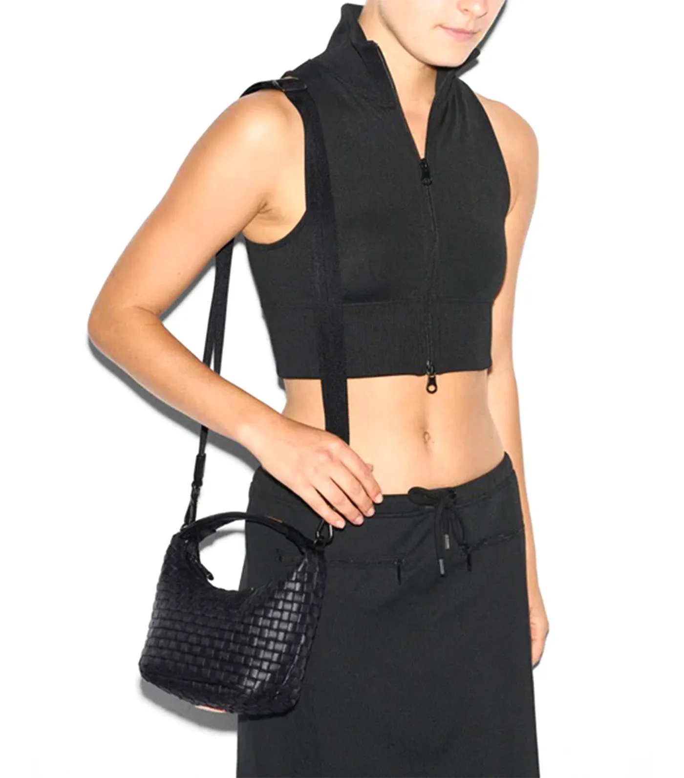Mini Woven Hobo Black