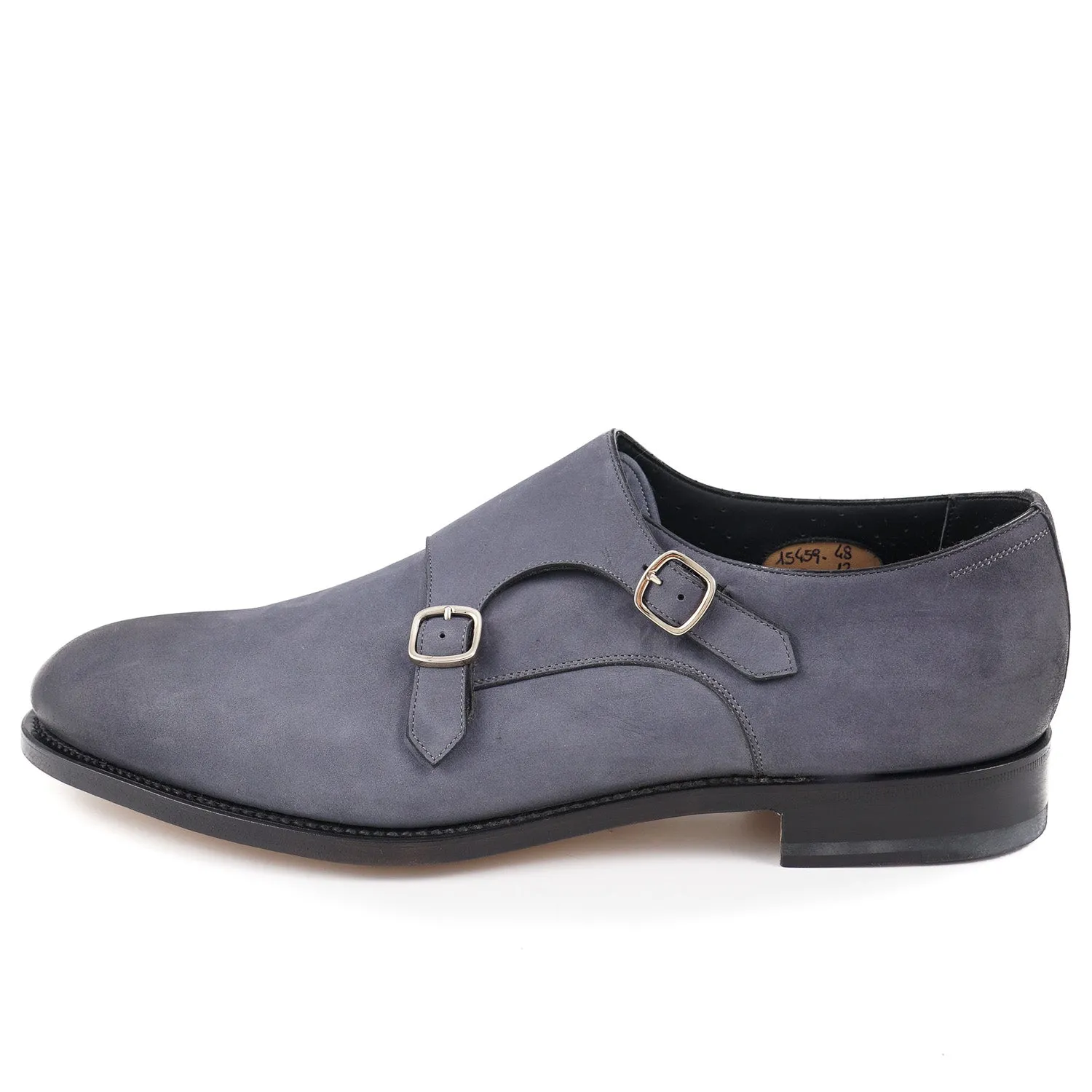 Santoni Double-Buckle Monk Strap in Nubuck Suede