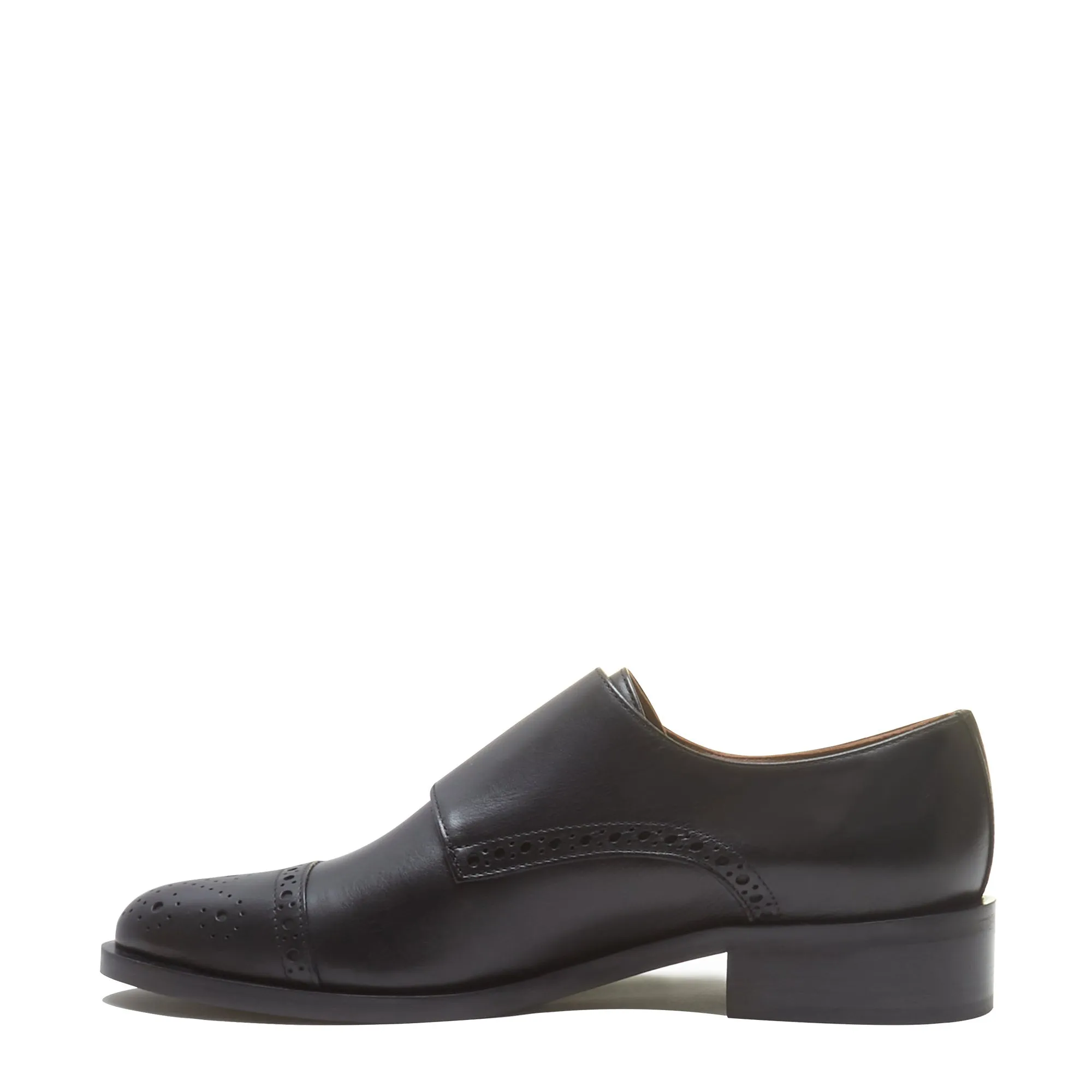 Vendôme Sophie black calfskin leather double monk shoes