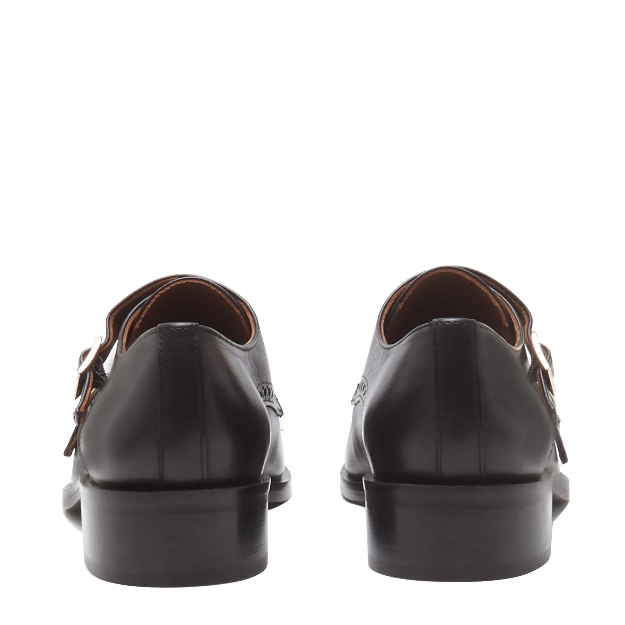 Vendôme Sophie black calfskin leather double monk shoes